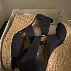 Michael Kors Damita wedge canvas sandals